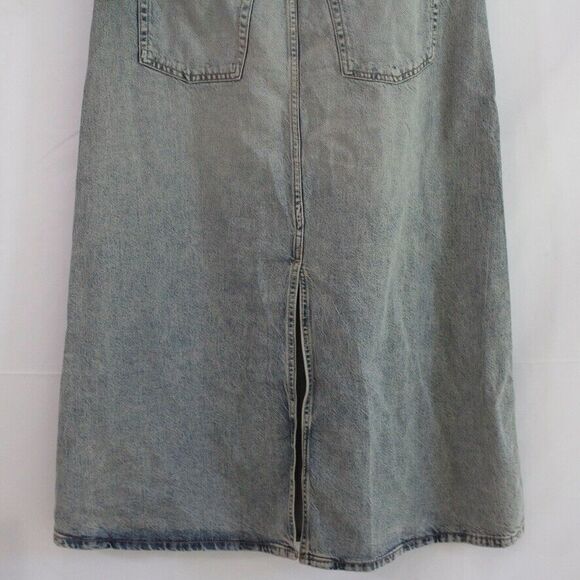 NWT H&M Long Modest Pale Blue Jean Skirt Size L Large Denim Maxi High Back Slit - Picture 6 of 7